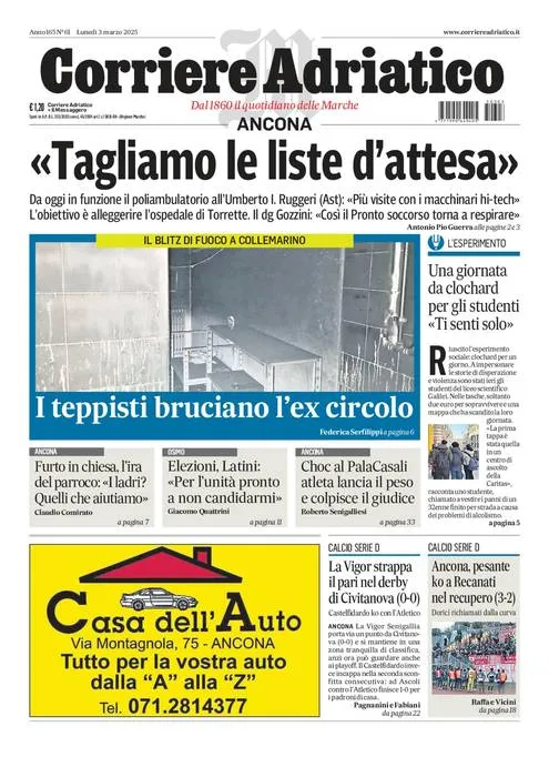 Prima-pagina-corriere adriatico-edizione-di-oggi-03-03-2025